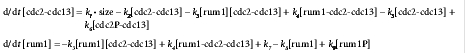 Cell-cycle control system in fission yeast and equations describing the dynamics of the proteins cdc2-cdc13 and rum1. - 12.2 ko